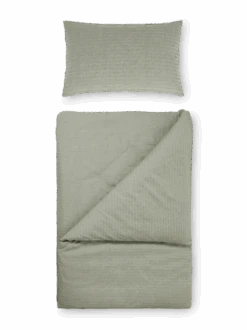 Deckenüberzug ORLANDO, Lorbeer, 140 X 200 Cm, 60 % Leinen/40 % Baumwolle, Seersucker, GOTS