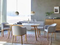 Polsterbank Mirato Mit Rückenlehne, L 180 X T 56,5 X H 86 Cm, Banklaenge 180 Cm, Wollstoff Tano Natur (79), Buche -Grüne Erde 192740 polsterbank mirato emo 01