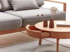 Sofatisch Mitsu, Ø 80 Cm, Mit Einer Schublade,Buche -Grüne Erde 21256 sofatisch mitsu buche emo 02