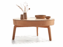 Sofatisch Mitsu, Ø 80 Cm, Mit Einer Schublade,Buche -Grüne Erde 21256 sofatisch mitsu buche frei 01