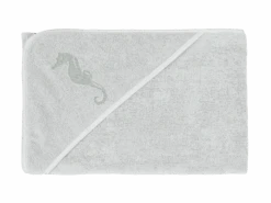 Kinder-Kapuzenbadetuch Seepferdchen, Meergrün, 100 X 100 Cm, 100 % Baumwolle, GOTS