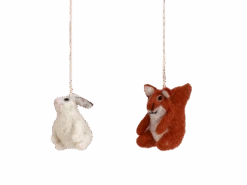 2er-Set Filztiere, Hase Und Eichhörnchen, Ca. 5 X 5 Cm, 100 % Schurwolle (Schaf)