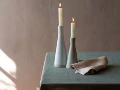 Kerzenständer Oder Blumenvase Aus Porzellan, Sand, H 16 Cm -Grüne Erde 41749 41748 48751 kerzenstaender grau emo 02