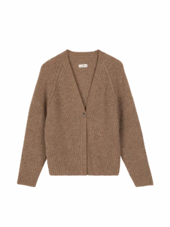 Strickjacke Aus Alpakawolle, 62 Walnuss Melange, S -Grüne Erde 45 2871 pulli 62walnuss2417 frei 01