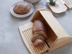 Brotkasten Mit Integriertem Brotschneidebrett, 40 X 30 X 16,5 Cm, Buche Geölt -Grüne Erde 47599 brotkasten mit integriertem brotschneidebrett geoelt emo