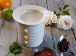 Duftlampe Aus Keramik, H 10 Cm, ø 11,5 Cm, Weiß -Grüne Erde 47890 duftlampe aus keramik emo