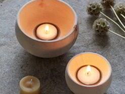 Lichtkugel Klein Aus Zirbenholz, Handgedrechselt, H 5 Cm, ø 8 Cm, Inkl. Glaseinsatz