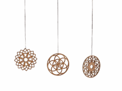 3er-Set Holzanhänger, Mandalas, Buchenholz, ø 8 Cm