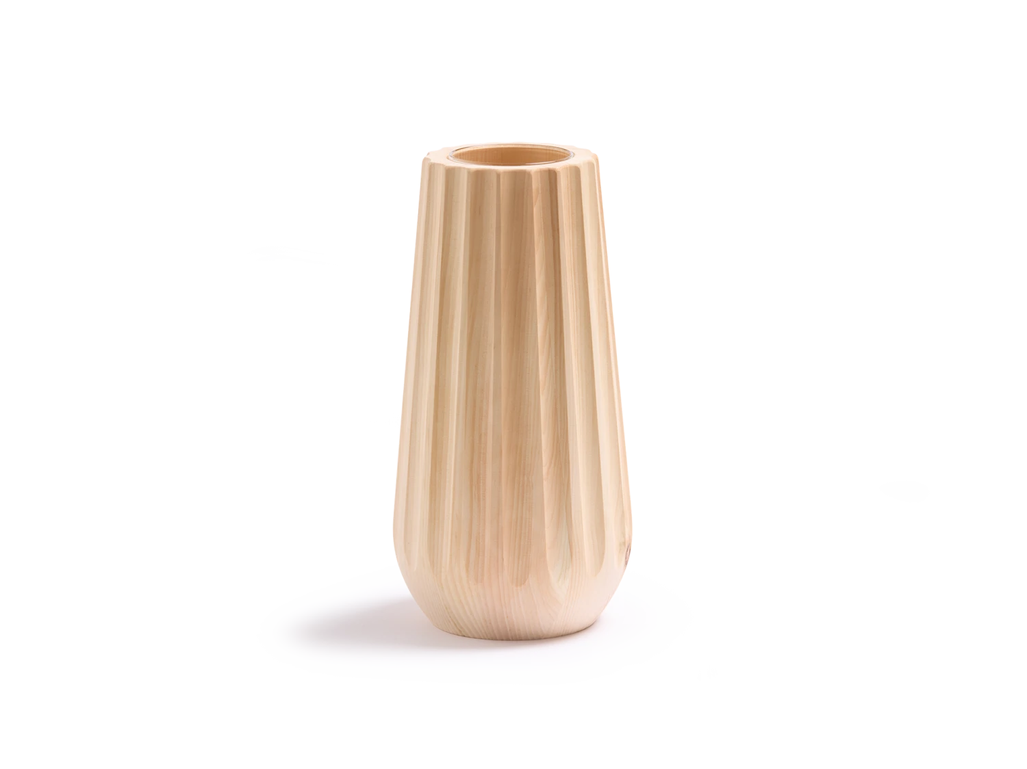 Vase Aus Zirbenholz, Kannelur, H 26,5 Cm, Nicht Geölt, Inkl. Glaseinsatz 3 Vase Aus Zirbenholz, Kannelur, H 26,5 Cm, Nicht Geölt, Inkl. Glaseinsatz