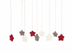9er-Set Sterne Aus Filz, Natur, Grau, Rot, 3,5 Cm, 100 % Schurwolle (Schaf)