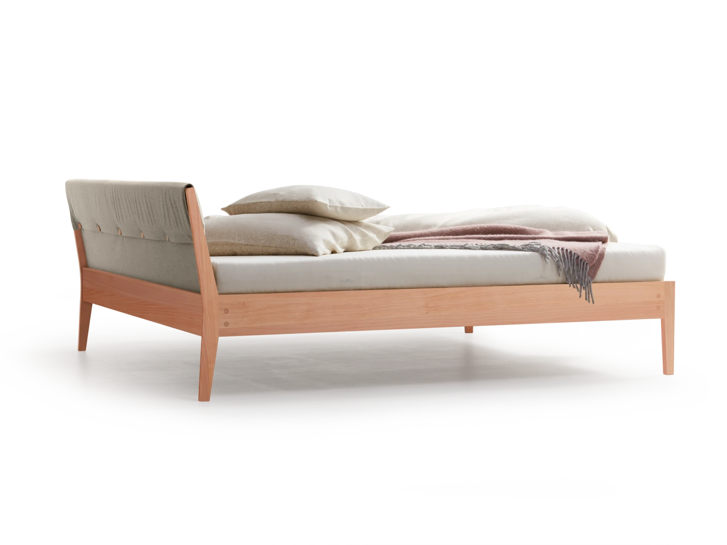 Bett Almeno Mit Polsterbetthaupt, 180 X 200, Wollstoff Tano Natur (79), Buche 4 Bett Almeno Mit Polsterbetthaupt, 180 X 200, Wollstoff Tano Natur (79), Buche – Bild 2