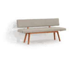 Polsterbank Mirato Mit Rückenlehne, L 180 X T 56,5 X H 86 Cm, Banklaenge 180 Cm, Wollstoff Tano Natur (79), Buche