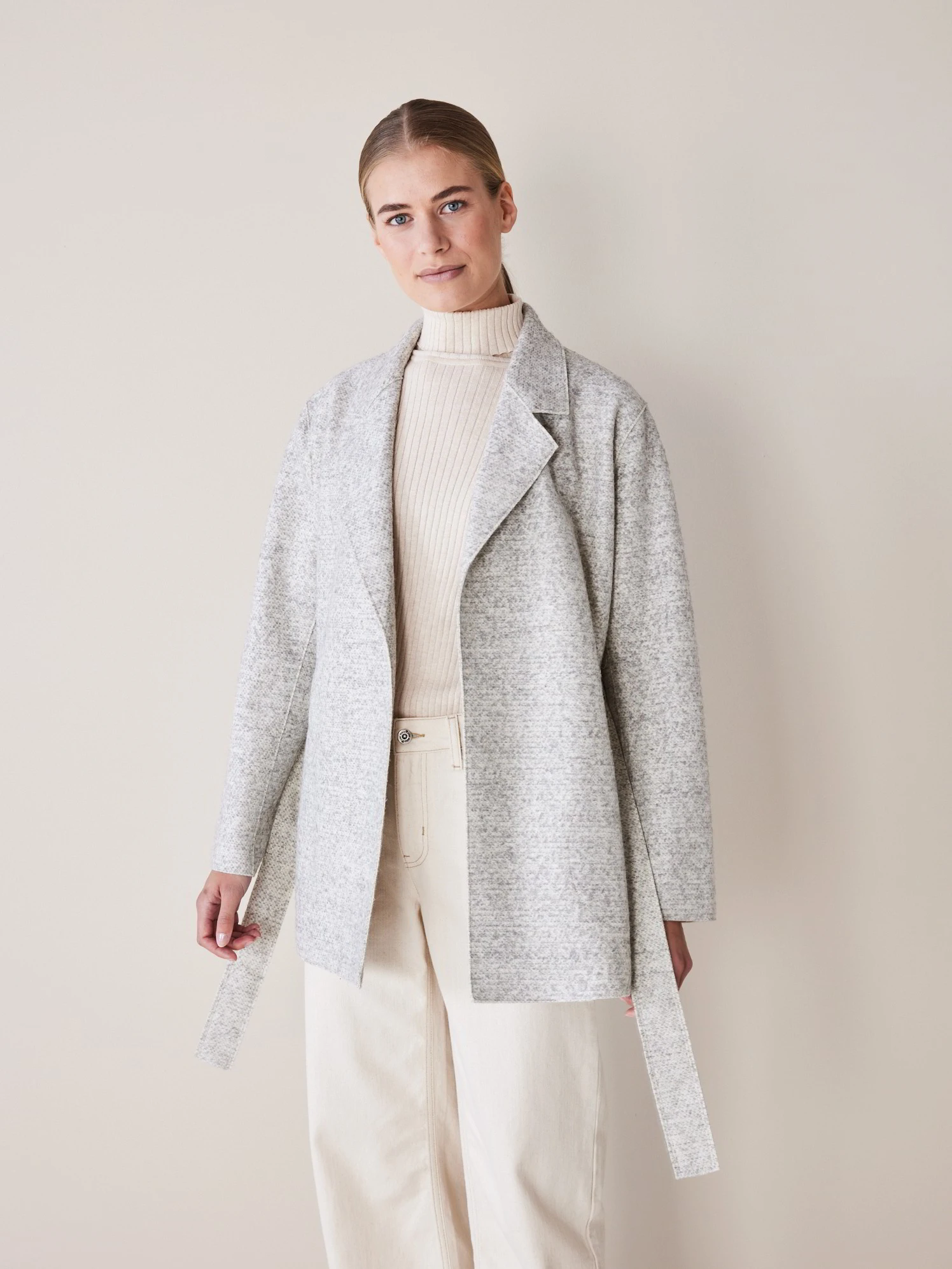 Jacke-Bindegürtel, 04 Grau Melange, 38 3 Jacke-Bindegürtel, 04 Grau Melange, 38