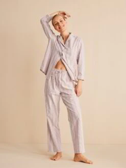 Pyjamahemd, 80 Streifen Rose, XS