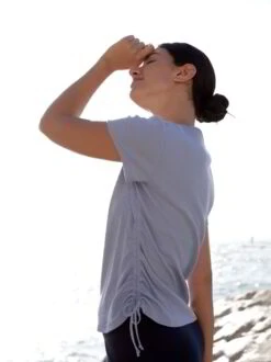 Shirt Mit Raffung, 100 % Bio Baumwolle, 32 Flieder, M -Grüne Erde 853557 shirt flieder emo