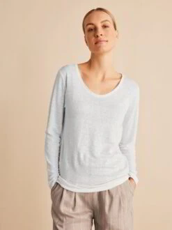 Langarmshirt Aus Bio-Leinen, 11 Weiss, 38 -Grüne Erde 854344 shirt langarm weiss emo 01