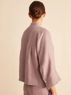 Jacke Tulpenärmel, 100 % Bio-Leinen, 25 Mauve, 38, GOTS -Grüne Erde 854834 jacke mauve frei 01