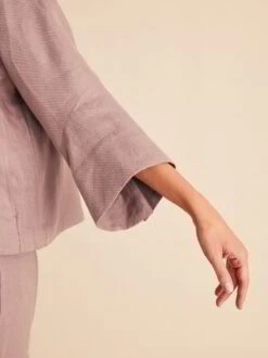 Jacke Tulpenärmel, 100 % Bio-Leinen, 25 Mauve, 38, GOTS -Grüne Erde 854834 jacke mauve frei 02