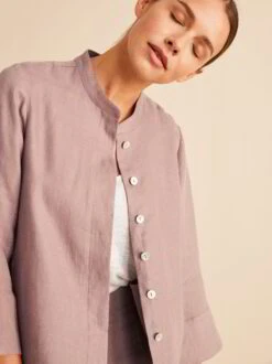 Jacke Tulpenärmel, 100 % Bio-Leinen, 25 Mauve, 38, GOTS -Grüne Erde 854834 jacke mauve frei 04