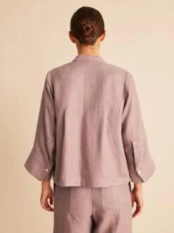 Jacke Tulpenärmel, 100 % Bio-Leinen, 25 Mauve, 38, GOTS -Grüne Erde 854834 jacke mauve frei 06