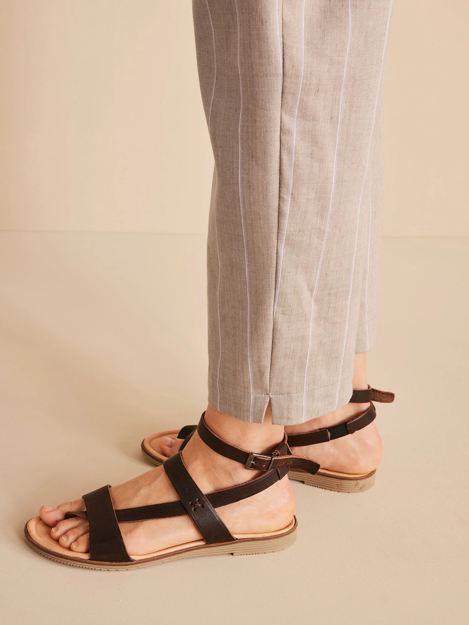 Hose Schmales Bein, Bio-Leinen-Wolle, 88 Leinen Streifen Dinkel, 38 9 Hose Schmales Bein, Bio-Leinen-Wolle, 88 Leinen Streifen Dinkel, 38 – Bild 7