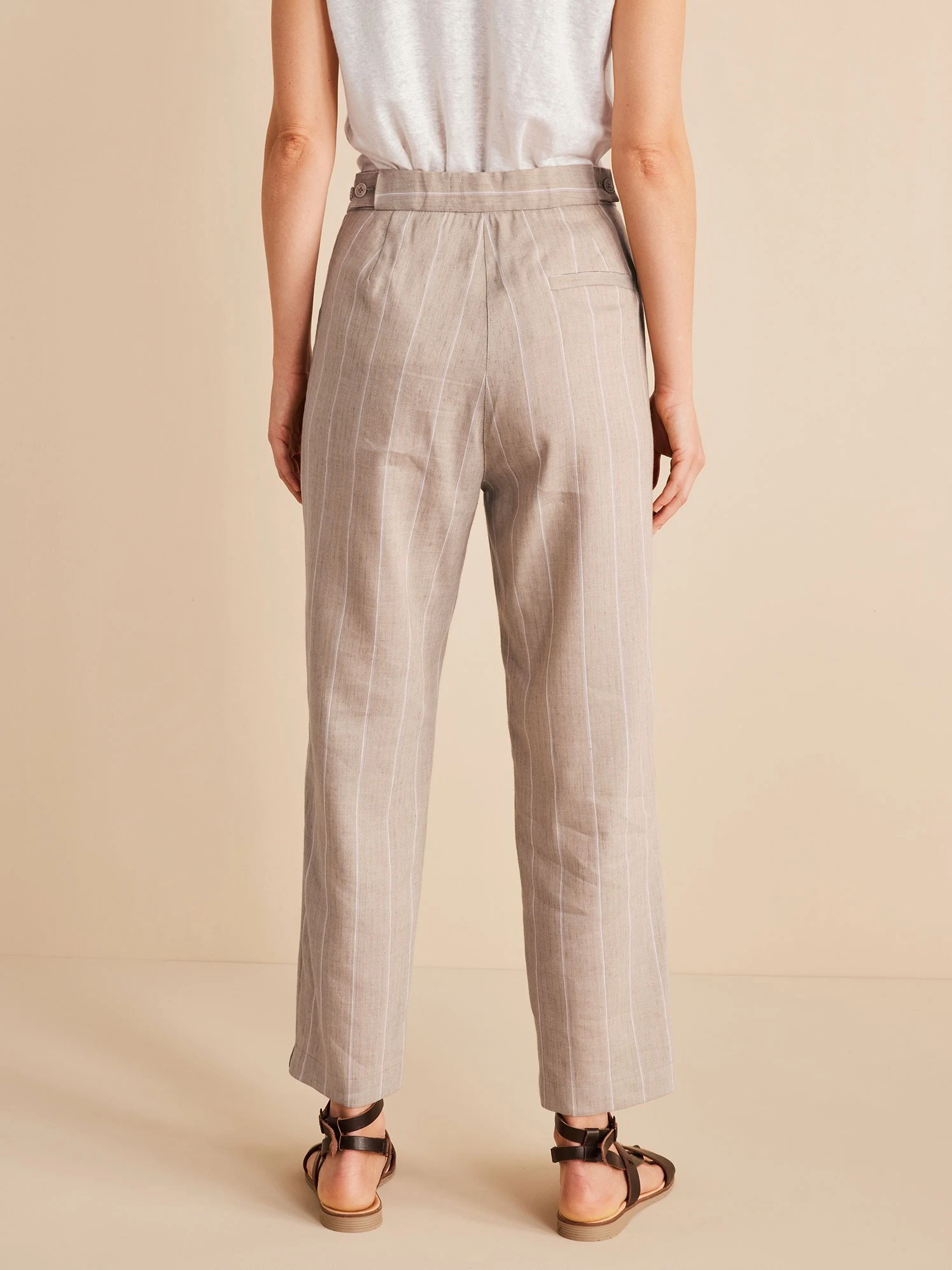 Hose Schmales Bein, Bio-Leinen-Wolle, 88 Leinen Streifen Dinkel, 38 6 Hose Schmales Bein, Bio-Leinen-Wolle, 88 Leinen Streifen Dinkel, 38 – Bild 4