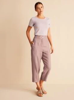 Hose, 100 % Bio-Leinen, 25 Mauve, 36