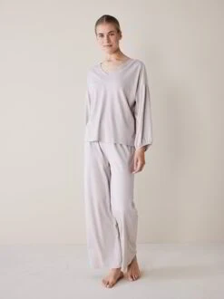 Schlafshirt Langarm, 100 % Bio Baumwolle, 95 Opal, S, GOTS -Grüne Erde 855358 schlafshirt opal frei 02