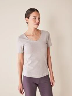 Shirt Kurzarm, 97 % Bio Baumwolle, 3 % Elasthan, 62 Walnuss Melange, XL, GOTS