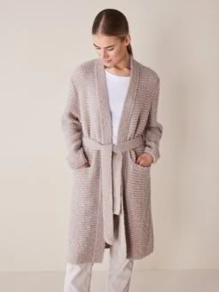 Strickmantel, 100 % Alpakawolle, 57 Nougat, M -Grüne Erde 855781 strickmantel nougat frei 03