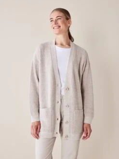 Strickjacke-meliert, 07 Kiesel Melange, M, GOTS