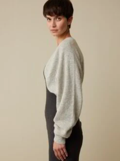 Strickjacke Aus Alpaka, 04 Grau Melange, XS -Grüne Erde 855944 04 858087 17 hw23 036 emo 02