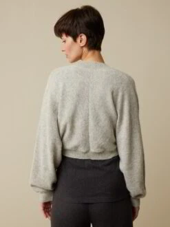 Strickjacke Aus Alpaka, 04 Grau Melange, XS -Grüne Erde 855944 04 858087 17 hw23 046 emo 03