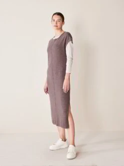 Strickkleid, Bio-Baumwolle-Alpaka, 62 Walnuss Melange, S, GOTS -Grüne Erde 856555 kleid walnuss melange frei 02