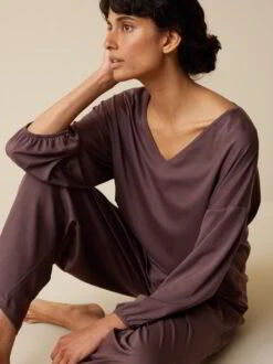 Hose Aus Baumwolljersey, 07 Palisander, S -Grüne Erde 857057 07 857079 07 hw23 071 emo 02