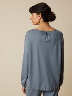 Shirt Langarm Aus Baumwolljersey, 92 Nachtschatten, S -Grüne Erde 857057 92 857068 92 hw23 049 emo 02