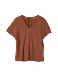 Kurzarmschlafshirt Aus Baumwolljersey, 94 Nougat, S -Grüne Erde 857112 shirt nougat frei