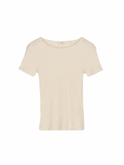 Kurzarmshirt Rippe, 13 Natur, S, GOTS