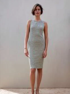 Kleid Rippe, 85 Ringel-rippe Natur/zypresse, L, GOTS -Grüne Erde 857348 kleid rippe ringel natur zypresse emo 02