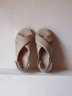 Ledersandale überkreuzt Mit Schnalle, 12 Off White, 38 15 Ledersandale überkreuzt Mit Schnalle, 12 Off White, 38 -Grüne Erde 857424 ledersandalen off white emo 01