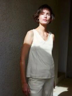 Top, Bio Baumwolle Leinen, 13 Natur, S, GOTS