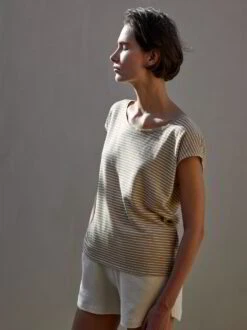 Shirt Geringelt, 81 Ringel Safari/weiss, 38, GOTS -Grüne Erde 857652 shirt ringel safari weiss emo 02