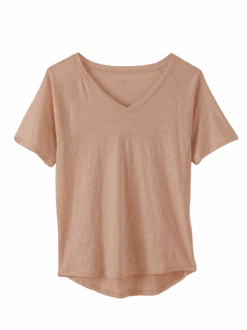 Kurzarmshirt Aus Leinen, 24 Sandelholz, 38, GOTS