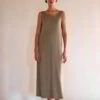Trägerkleid Aus Bio Leinen/Baumwolle, 44 Olive, 42 -Grüne Erde 857788 kleid olive emo 01
