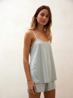 Top, 100 % Bio Baumwolle, 99 Silberblau-weiss Ringel, S, GOTS -Grüne Erde 857809 top silberblau weiss ringel emo 02