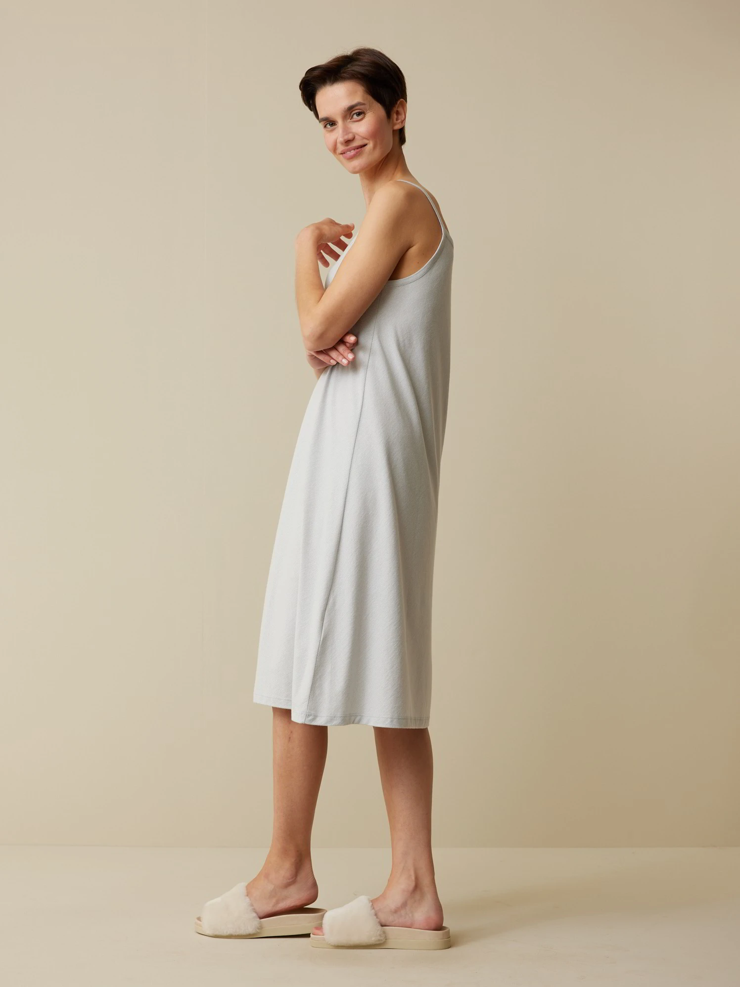 Nachthemd, 100 % Bio Baumwolle, 99 Silberblau-weiss Ringel, S, GOTS 4 Nachthemd, 100 % Bio Baumwolle, 99 Silberblau-weiss Ringel, S, GOTS – Bild 2