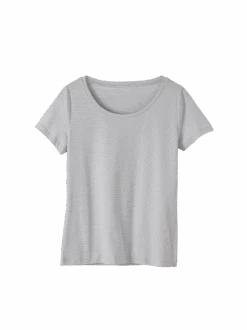 Kurzarmshirt, 100 % Bio Baumwolle, 99 Silberblau-weiss Ringel, S, GOTS -Grüne Erde 857831 shirt silberblau frei