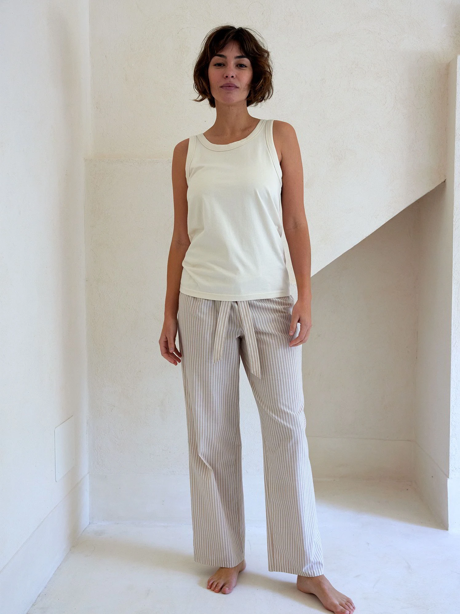 Pyjamahose, 100 % Bio Baumwolle, 97 Sand/natur Gestreift, S, GOTS 3 Pyjamahose, 100 % Bio Baumwolle, 97 Sand/natur Gestreift, S, GOTS