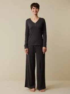 Langarm Shirt, 100 % Bio Baumwolle, 17 Schiefer Melange, S, GOTS