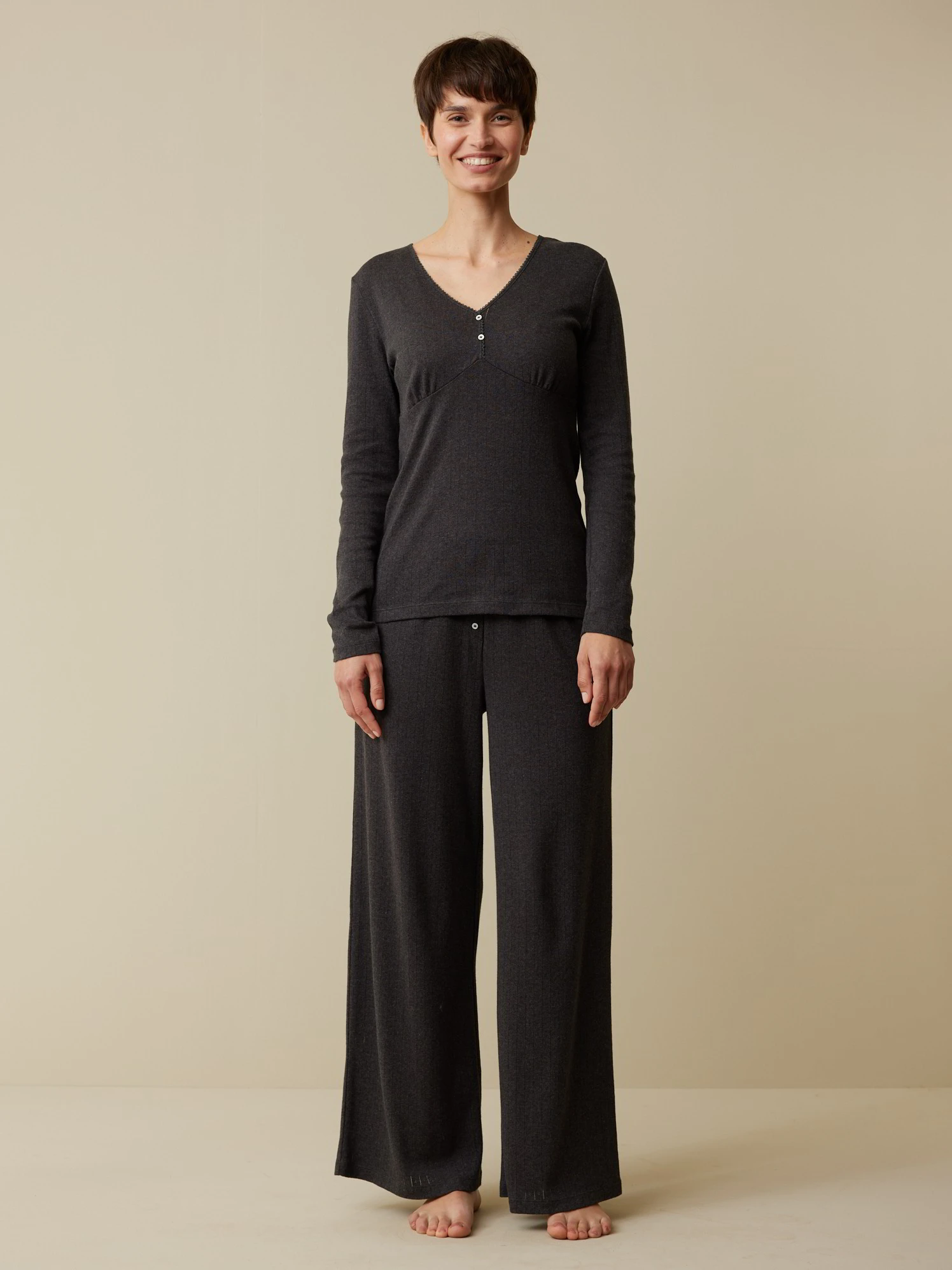 Langarm Shirt, 100 % Bio Baumwolle, 17 Schiefer Melange, S, GOTS 3 Langarm Shirt, 100 % Bio Baumwolle, 17 Schiefer Melange, S, GOTS